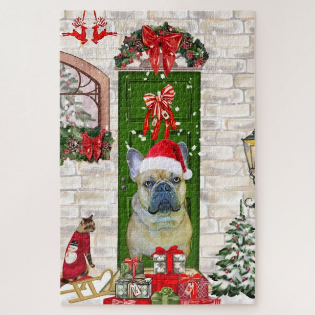 Bulldog Weihnachten Puzzle (Vertikal)