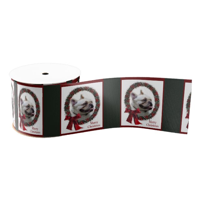 Bulldog Weihnachten Ripsband (Spule)