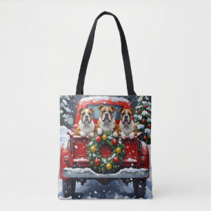Bulldog Weihnachten Roter LKW Urlaub