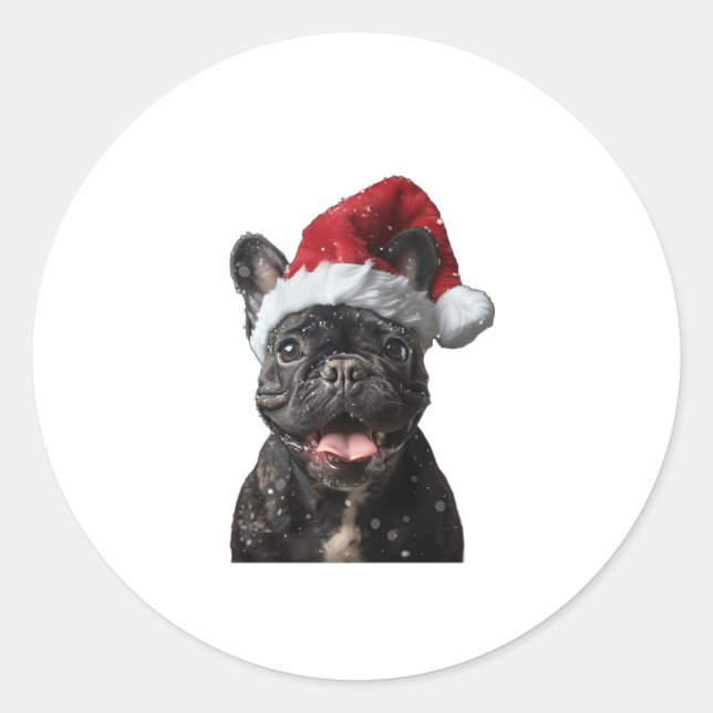 Bulldog Weihnachten Runder Aufkleber (Vorderseite)