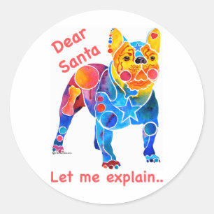 Bulldog Weihnachten Runder Aufkleber