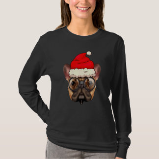 Bulldog Weihnachts Hund Santa Hut Xmas Jungen Kind T-Shirt