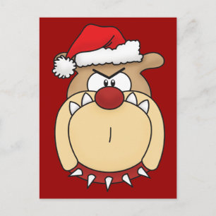 Bulldog-Weihnachts-Postkarte Feiertagspostkarte