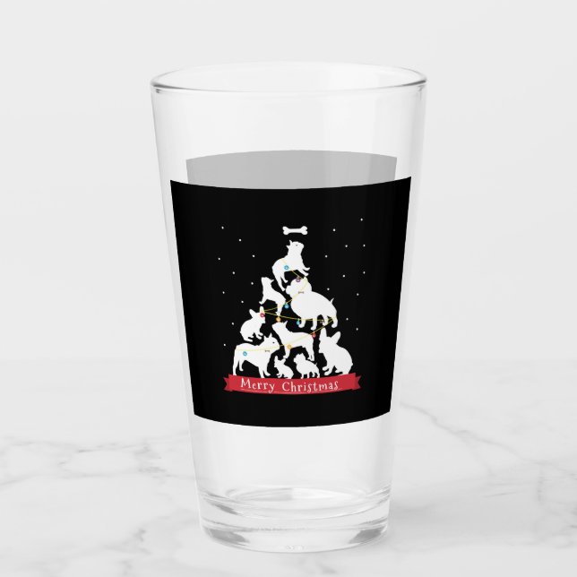 Bulldog Weihnachtsbaum Glas (Vorderseite)