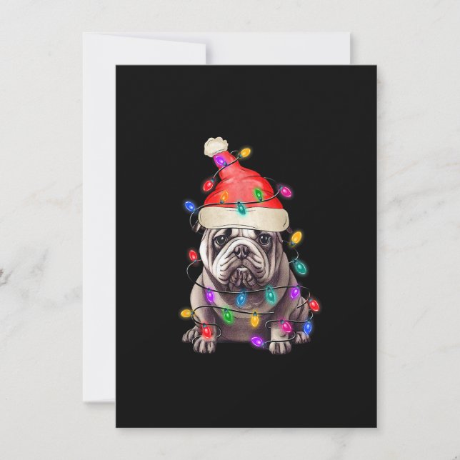 Bulldog Weihnachtsbaum Lichter Weihnachten Weihnac Einladung (Vorderseite)