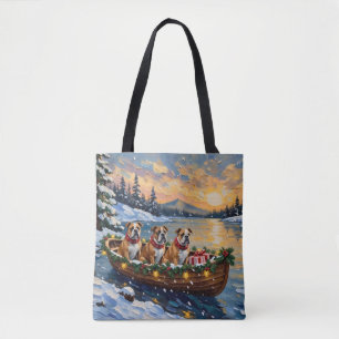 Bulldog-Weihnachtsboot-Feiertag