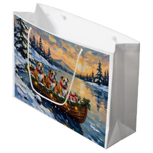 Bulldog-Weihnachtsboot-Feiertag Große Geschenktüte