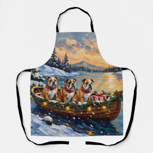 Bulldog-Weihnachtsboot-Feiertag Schürze