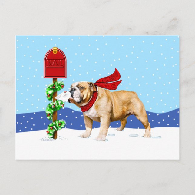 Bulldog Weihnachtsbrief Feiertagspostkarte (Vorderseite)