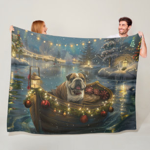 Bulldog Weihnachtsfest Fleecedecke