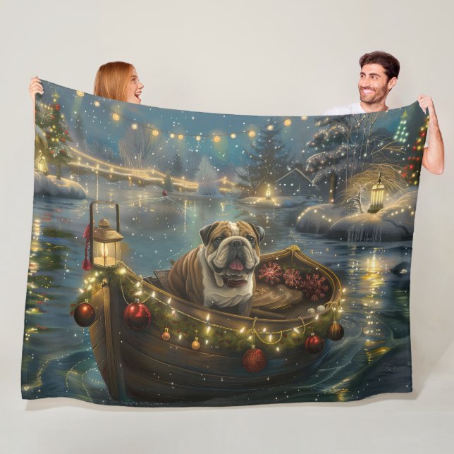 Bulldog Weihnachtsfest Fleecedecke (Beispiel)