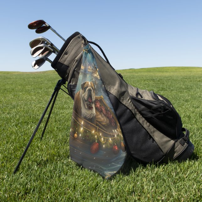 Bulldog Weihnachtsfest Golfhandtuch (Gras)