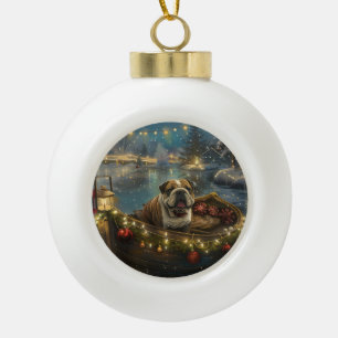 Bulldog Weihnachtsfest Keramik Kugel-Ornament