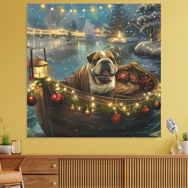 Bulldog Weihnachtsfest Leinwanddruck (Insitu (Wohnzimmer))