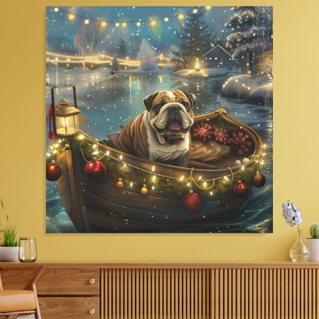 Bulldog Weihnachtsfest Leinwanddruck (Insitu (Wohnzimmer))