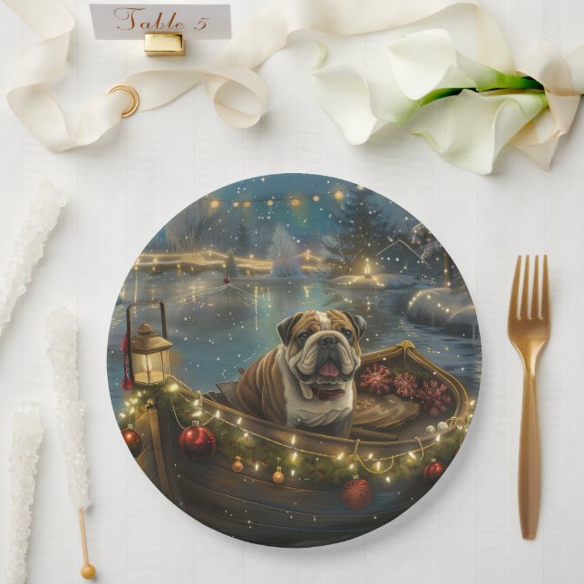 Bulldog Weihnachtsfest Pappteller (Hochzeit)