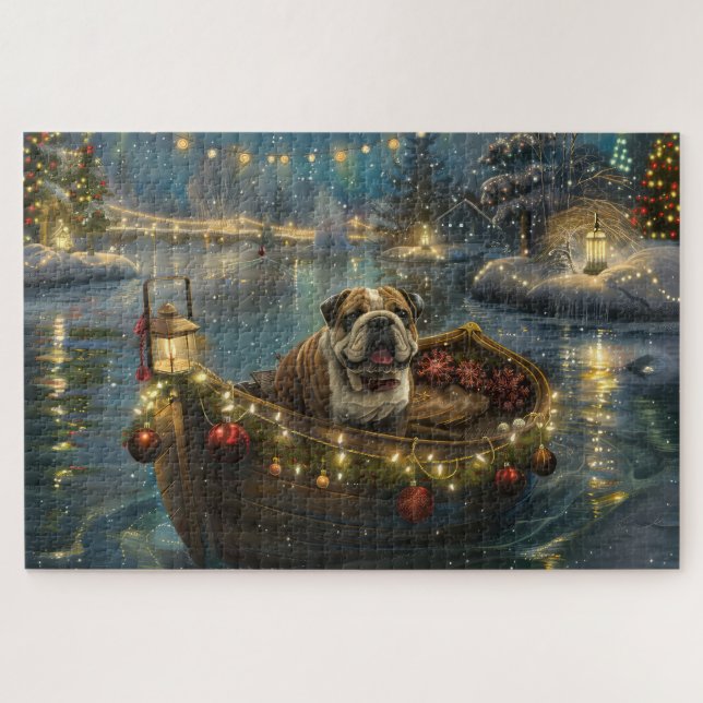 Bulldog Weihnachtsfest Puzzle (Horizontal)