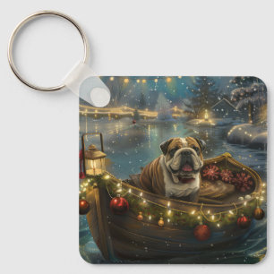 Bulldog Weihnachtsfest Schlüsselanhänger