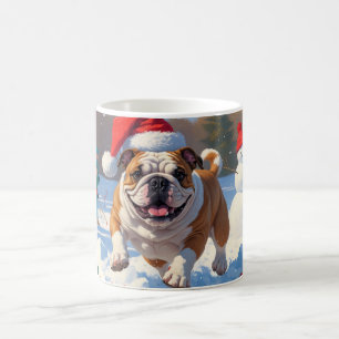 Bulldog-Weihnachtsfest-Schneeszene Kaffeetasse