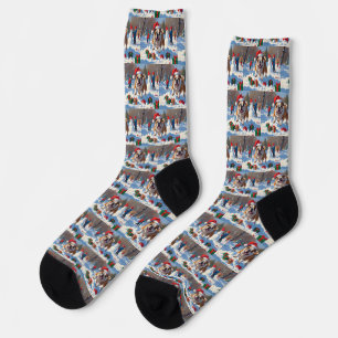 Bulldog Weihnachtsfest Schneeszene Socken