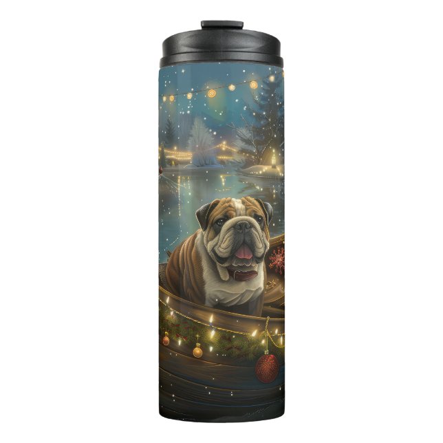 Bulldog Weihnachtsfest Thermosbecher (Vorderseite)