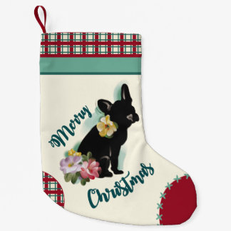 Bulldog-Weihnachtsgebäck-Strumpf Rot Türkis Kleiner Weihnachtsstrumpf
