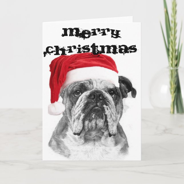 Bulldog Weihnachtskarte Feiertagskarte (Vorderseite)