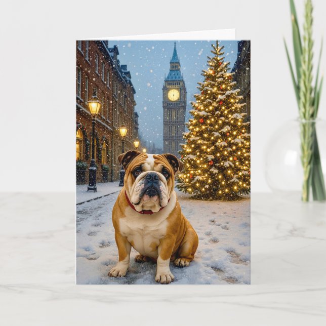 Bulldog-Weihnachtskarte Feiertagskarte (Vorderseite)