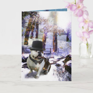 Bulldog-Weihnachtskarte "FROHE FEIERTAGE" Karte