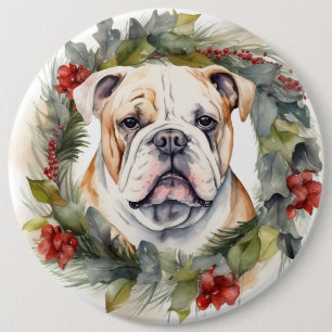 Bulldog Weihnachtsmann Button