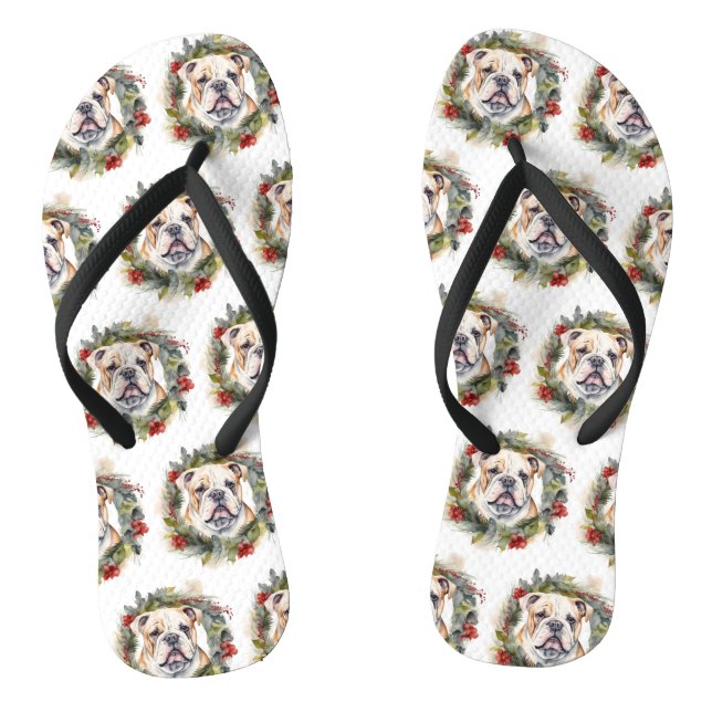 Bulldog Weihnachtsmann Flip Flops (Fußbett)