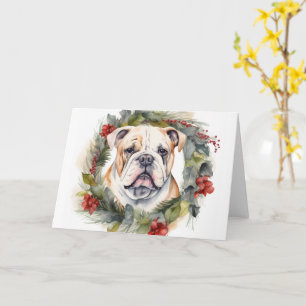 Bulldog Weihnachtsmann Karte