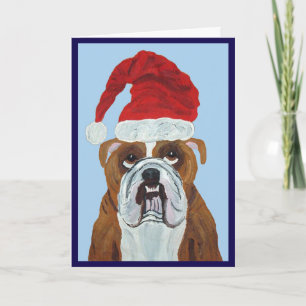Bulldog Weihnachtsmann Karte