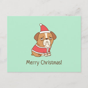 Bulldog Weihnachtsmann Lustiges Weihnachten Postka Postkarte