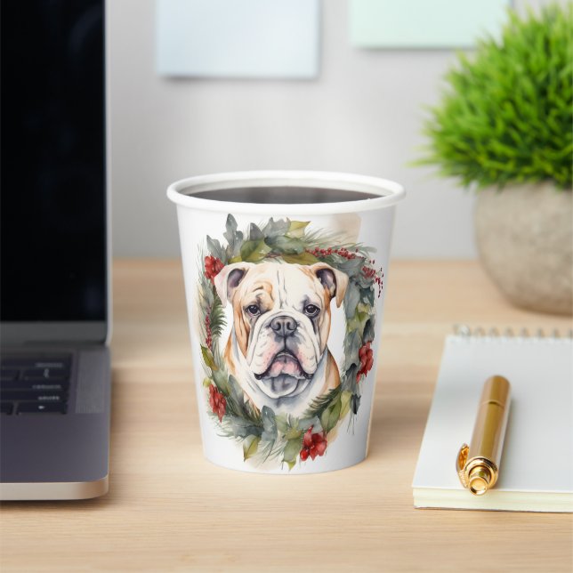 Bulldog Weihnachtsmann Pappbecher (InSitu)