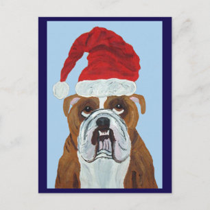 Bulldog Weihnachtsmann Postkarte