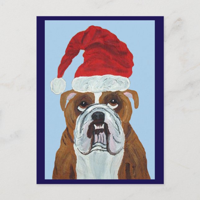 Bulldog Weihnachtsmann Postkarte (Vorderseite)