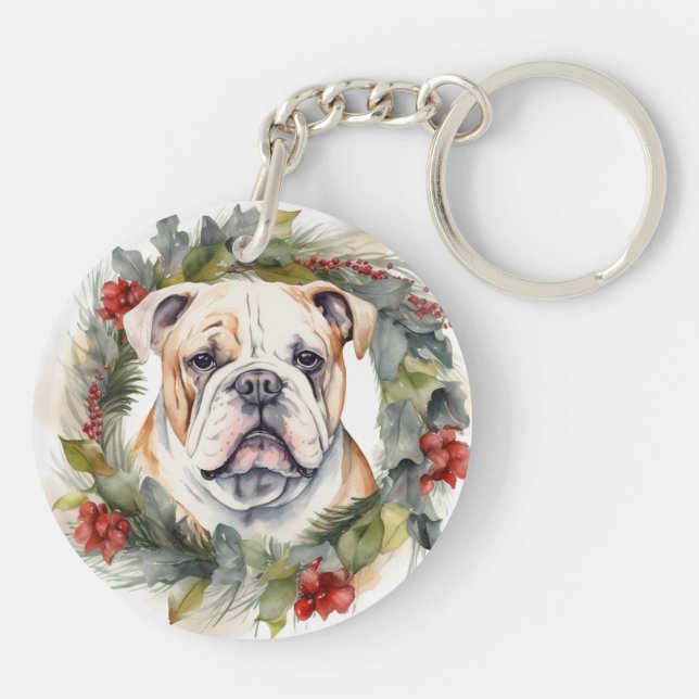 Bulldog Weihnachtsmann Schlüsselanhänger (Rückseite)