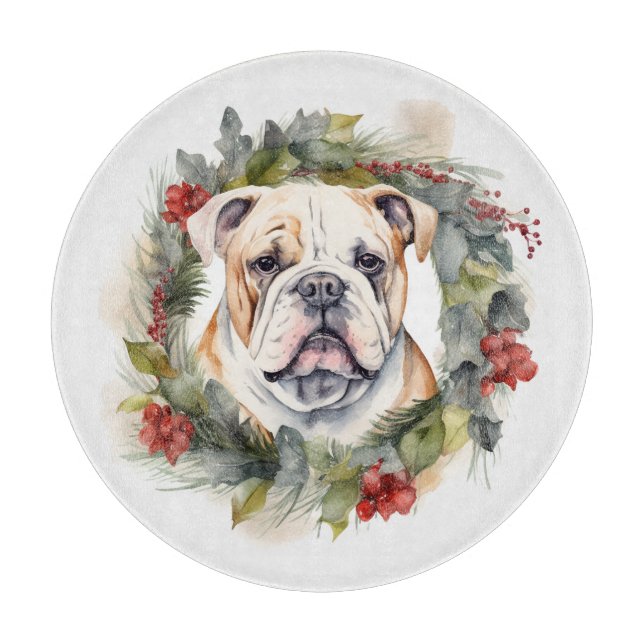 Bulldog Weihnachtsmann Schneidebrett (Vorderseite)