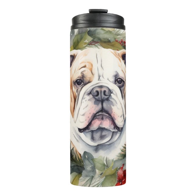 Bulldog Weihnachtsmann Thermosbecher (Vorderseite)