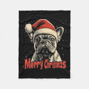 Bulldog Weihnachtsmannmütze Frohe Weihnachten Weih Fleecedecke