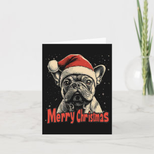 Bulldog Weihnachtsmannmütze Frohe Weihnachten Weih Karte
