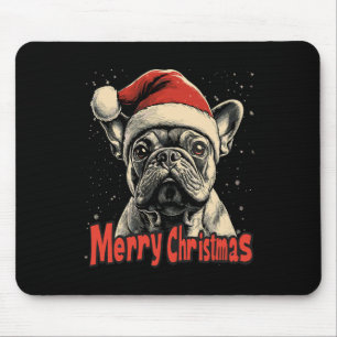 Bulldog Weihnachtsmannmütze Frohe Weihnachten Weih Mousepad