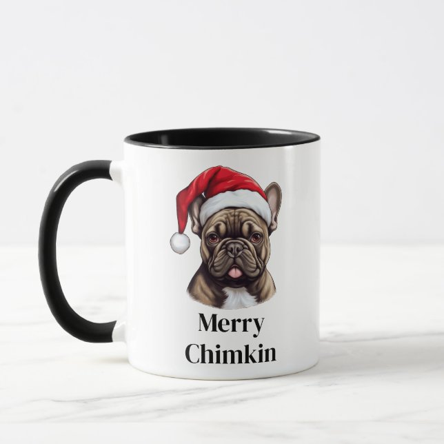 Bulldog-Weihnachtsmannmütze Tasse (Links)