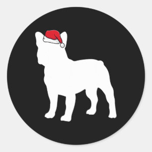 Bulldog Weihnachtsmannmütze Weihnachten Pajama Nie Runder Aufkleber