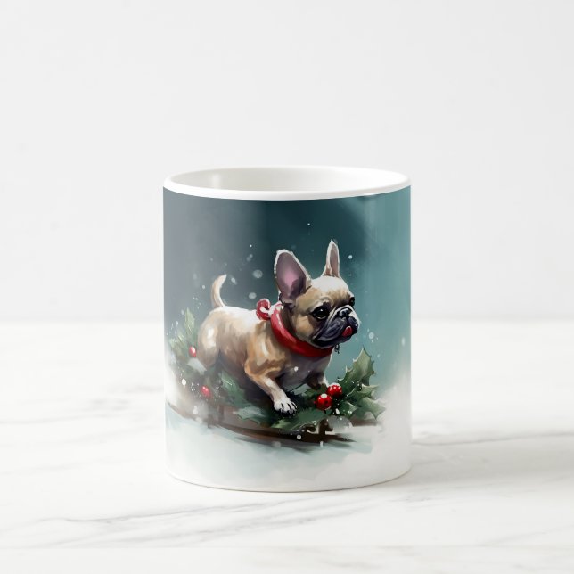 Bulldog Weihnachtsschnee im Winter Kaffeetasse (Mittel)