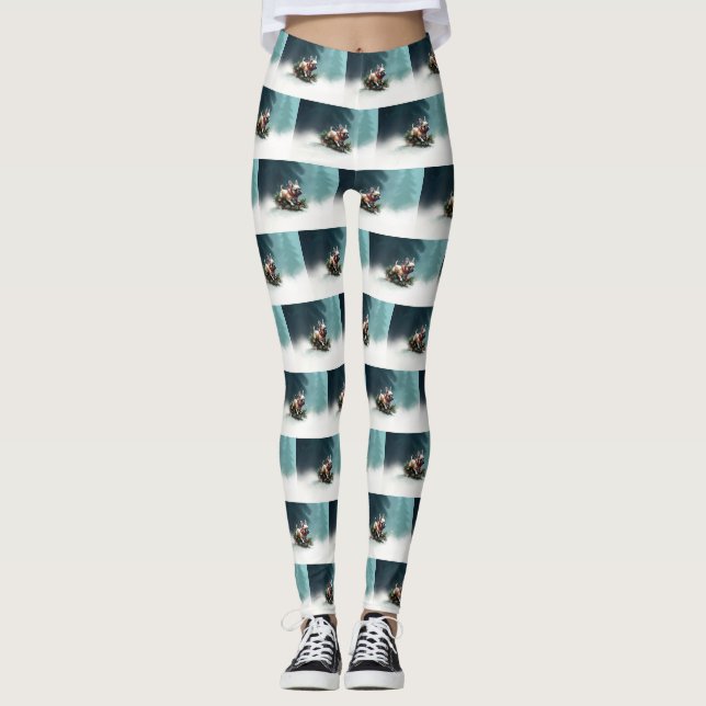 Bulldog Weihnachtsschnee im Winter Leggings (Vorderseite)