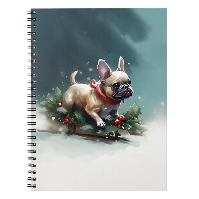 Bulldog Weihnachtsschnee im Winter Notizblock (Vorderseite)