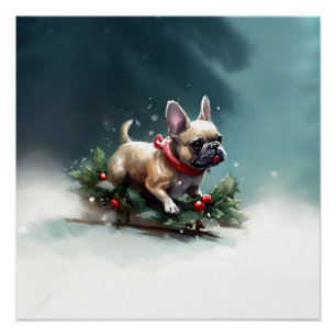 Bulldog Weihnachtsschnee im Winter Poster