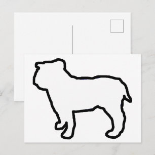 Bulldog Weiße Silhouette Postkarte